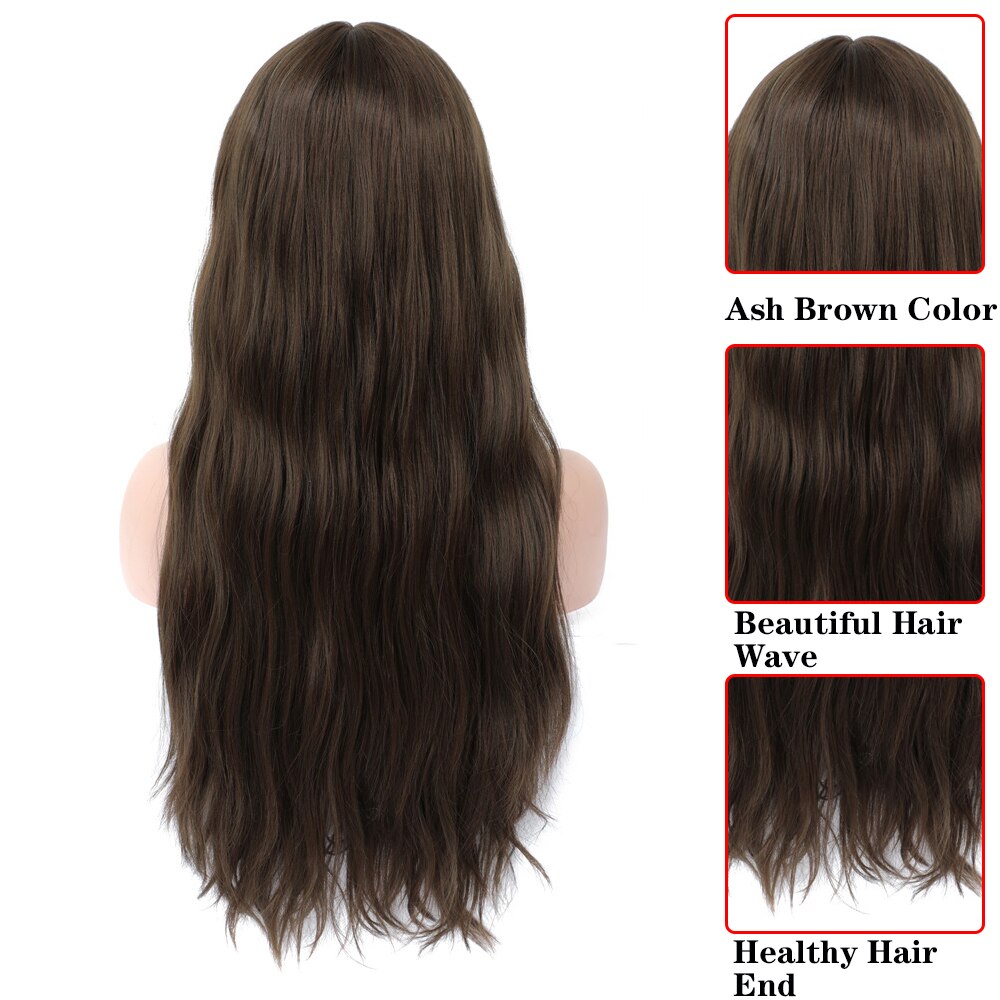 Brown Colored Natural Wave Synthetic Wigs