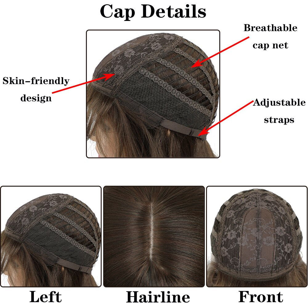 Brown Colored Natural Wave Synthetic Wigs