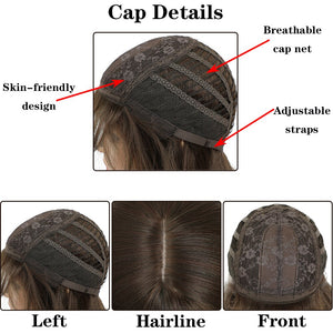 Brown Colored Natural Wave Synthetic Wigs