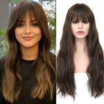 Brown Colored Natural Wave Synthetic Wigs